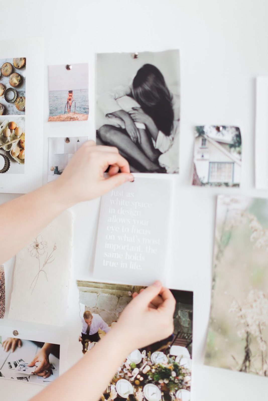 Pinning printed pages to a wall